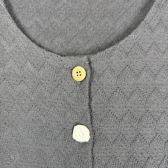 Madewell Black Knit Pointelle Button-Front Cotton Cropped Scoop Top Size XL - Picture 3 of 9